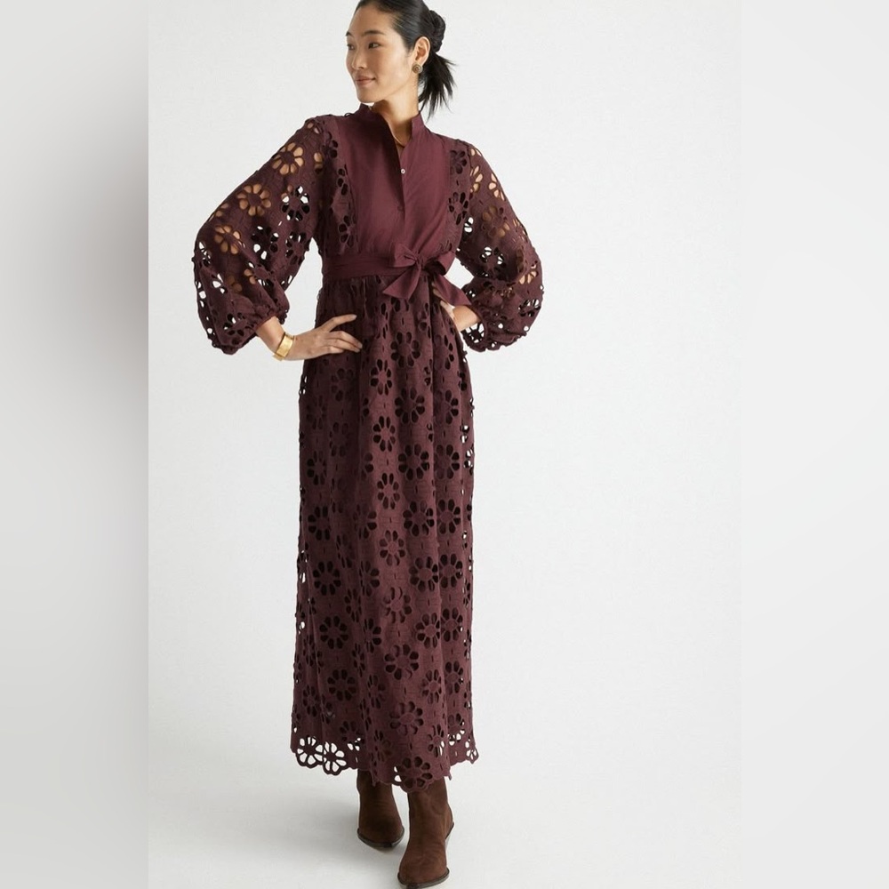 Tuckernuck Wine Eyelet Maxi Dress